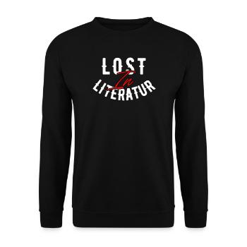 Typografie – Lost in Literature Design - Unisex Pullover - Schwarz - Vorne - Alina (178cm) & Michal (187cm)