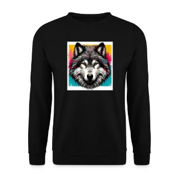 Wolf - Unisex Pullover - Schwarz - Vorne - Alina (178cm) & Michal (187cm)