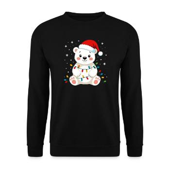 ours polaire Noël mignon drôle fées lumières pôle Nord - Sweat-shirt Unisexe - noir - Devant - Alina (178cm) & Michal (187cm)