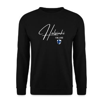 Helsinki Finland, elegant design Helsinki - Unisex Sweatshirt - black - Front - Alina (178cm) & Michal (187cm)