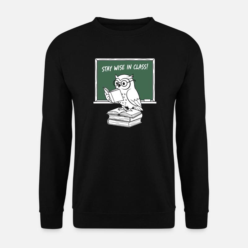Wise owl reading in class - Unisex Sweatshirt - black