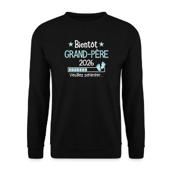 Bientôt grand-père 2026 cadeau futur papi - Sweat-shirt Unisexe - noir - Devant - Alina (178cm) & Michal (187cm)