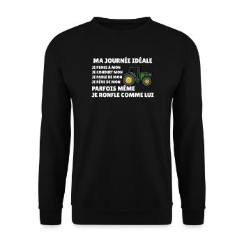 Tracteur agricole humour fermier passion paysanne  - Sweat-shirt Unisexe - noir - Devant - Alina (178cm) & Michal (187cm)