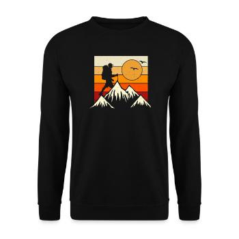 Hiking Hiker Mountaineer Gift - Unisex Sweatshirt - black - Front - Alina (178cm) & Michal (187cm)