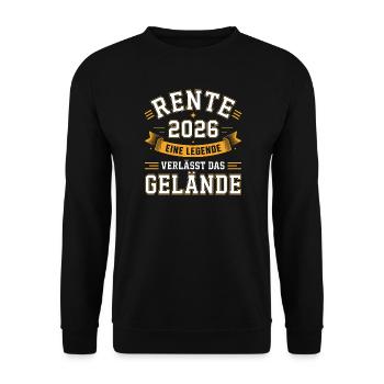 Rente 2026 Eine Legende Verläßt Gelände - Unisex Pullover - Schwarz - Vorne - Alina (178cm) & Michal (187cm)