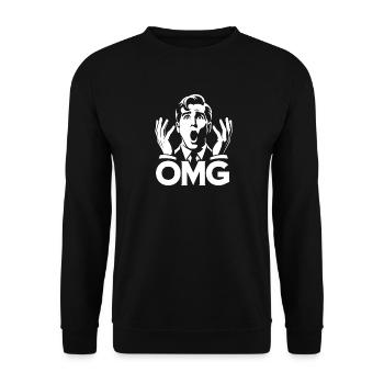 OMG Ausdruck Pop Art - Unisex Pullover - Schwarz - Vorne - Alina (178cm) & Michal (187cm)