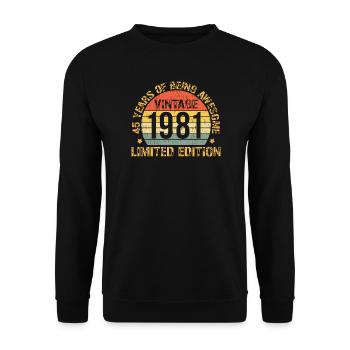 45 Year Birthday Decorations 1981 45th Birthday  - Unisex Pullover - Schwarz - Vorne - Alina (178cm) & Michal (187cm)