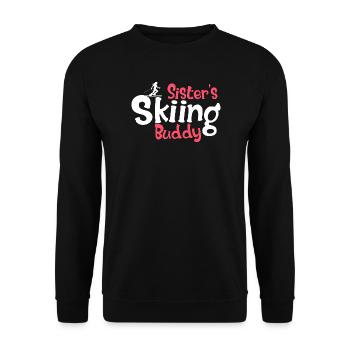 Lustige Skiliebhaber-Grafik für Schwestern - Unisex Pullover - Schwarz - Vorne - Alina (178cm) & Michal (187cm)