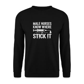 Les infirmiers savent où le coller - Sweat-shirt Unisexe - noir - Devant - Alina (178cm) & Michal (187cm)