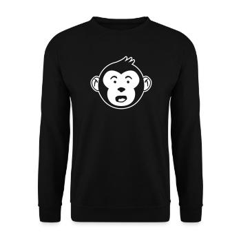 Monkey Head Surprised – Jungle Banana Design - Unisex Sweatshirt - black - Front - Alina (178cm) & Michal (187cm)