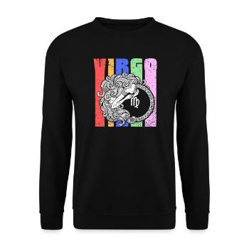 Symbole du signe du zodiaque Vierge - Mandala astrologique - Sweat-shirt Unisexe - noir - Devant - Alina (178cm) & Michal (187cm)