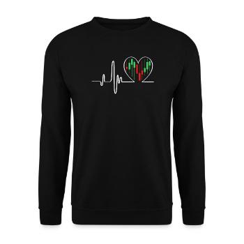 Trading Finanzen Aktien Geld Bitcoin Kapital - Unisex Pullover - Schwarz - Vorne - Alina (178cm) & Michal (187cm)