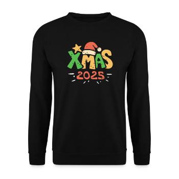 Noël 2025 Lettrage de Noël coloré - Sweat-shirt Unisexe - noir - Devant - Alina (178cm) & Michal (187cm)