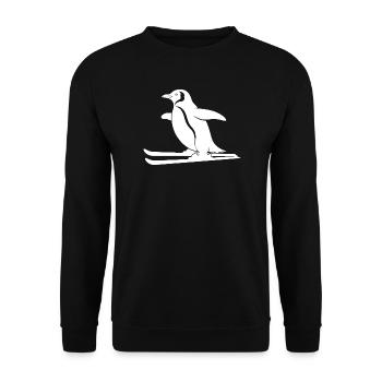 Minimalistischer Pinguin Skifahrer Winter Sport - Unisex Pullover - Schwarz - Vorne - Alina (178cm) & Michal (187cm)