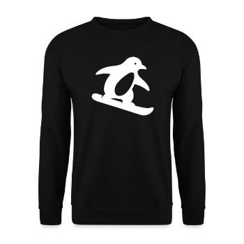 Minimalist Penguin Snowboard Winter Getaway - Unisex Sweatshirt - black - Front - Alina (178cm) & Michal (187cm)