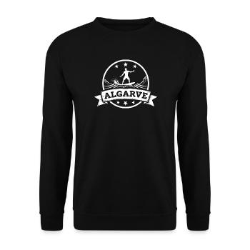 Algarve Surfer Surfen Wellenreiten in Portugal - Unisex Pullover - Schwarz - Vorne - Alina (178cm) & Michal (187cm)