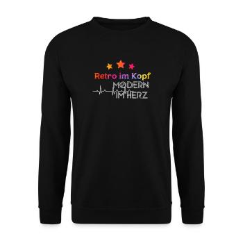 Retro Head, Modern Heart - Unisex Sweatshirt - black - Front - Alina (178cm) & Michal (187cm)