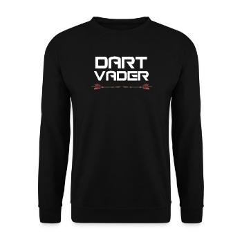 DART VADER T-Shirt - Dartspieler Geschenk Herren - Unisex Pullover - Schwarz - Vorne - Alina (178cm) & Michal (187cm)