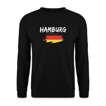 Hamburg Deutschland Flagge - Unisex Pullover - Schwarz - Vorne - Alina (178cm) & Michal (187cm)