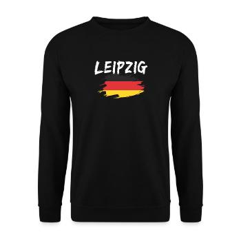 Leipzig Deutschland Flagge - Unisex Pullover - Schwarz - Vorne - Alina (178cm) & Michal (187cm)
