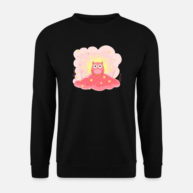 Zarte Eulenstern auf Rosenhügel - Unisex Pullover - Schwarz