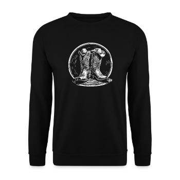 Western Boots in the Lasso Circle - Unisex Sweatshirt - black - Front - Alina (178cm) & Michal (187cm)