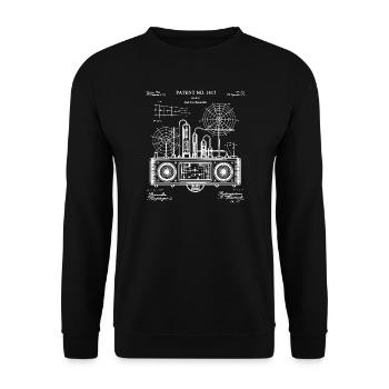 Retro Blueprint Boombox Schaltung - Unisex Pullover - Schwarz - Vorne - Alina (178cm) & Michal (187cm)