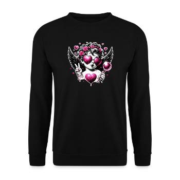 Happy Valentines Day Love Party Lgbt Pride Angel - Unisex Sweatshirt - black - Front - Alina (178cm) & Michal (187cm)