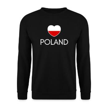 Herz mit polnischer Flagge, polnischer Stolz - Unisex Pullover - Schwarz - Vorne - Alina (178cm) & Michal (187cm)