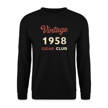 Vintage 1958 Cigar Club Retro Birth Year Gift - Unisex Sweatshirt - black - Front - Alina (178cm) & Michal (187cm)