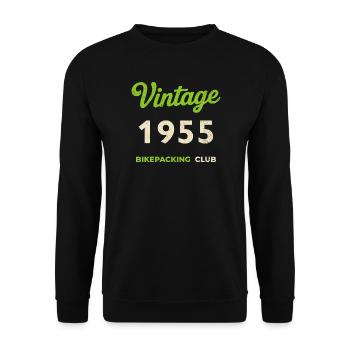 Vintage 1955 – Bikepacking Club Retro Birth Year - Unisex Sweatshirt - black - Front - Alina (178cm) & Michal (187cm)