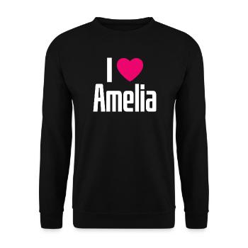 I Love Amelia Pinkes Herz Ich liebe Amelia - Unisex Pullover - Schwarz - Vorne - Alina (178cm) & Michal (187cm)