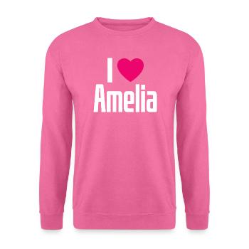 I Love Amelia Pinkes Herz Ich liebe Amelia - Unisex Pullover - Pink - Vorne