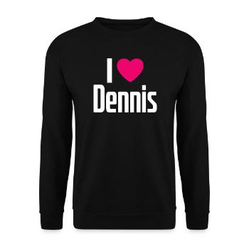 I Love Dennis Pink Heart I Love Dennis - Unisex Sweatshirt - black - Front - Alina (178cm) & Michal (187cm)