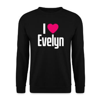 I Love Evelyn Pinkes Herz Ich liebe Evelyn - Unisex Pullover - Schwarz - Vorne - Alina (178cm) & Michal (187cm)