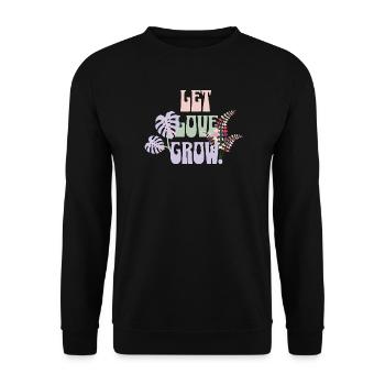 Laissez l’amour grandir – Design rétro botanique - Sweat-shirt Unisexe - noir - Devant - Alina (178cm) & Michal (187cm)
