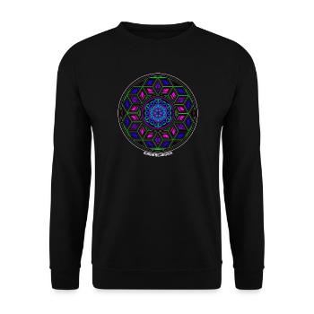 Fractal Evolution Experience Kaleidoskop Mandala - Unisex Pullover - Schwarz - Vorne - Alina (178cm) & Michal (187cm)
