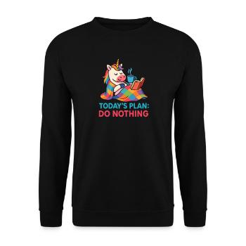 Lazy Unicorn Cozy Day Cute Relax Tee - Unisex Sweatshirt - black - Front - Alina (178cm) & Michal (187cm)
