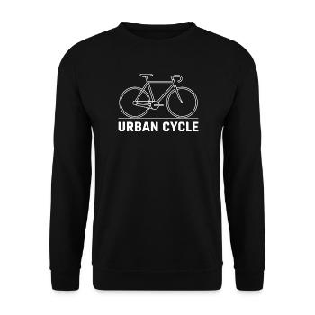 Urbane Fahrrad-Linienkunst - Unisex Pullover - Schwarz - Vorne - Alina (178cm) & Michal (187cm)