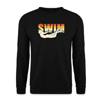 Schwimmen Wassersport Schwimmer Geschenke - Unisex Pullover - Schwarz - Vorne - Alina (178cm) & Michal (187cm)