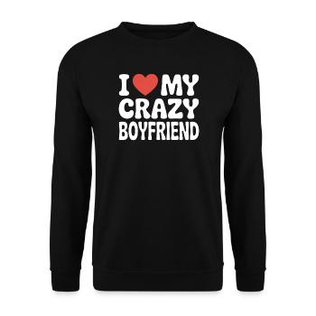 J’adore mon petit ami fou Liebe meinen Freund - Sweat-shirt Unisexe - noir - Devant - Alina (178cm) & Michal (187cm)