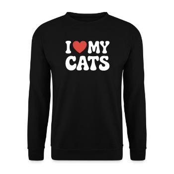 I Love My Cats Ich Liebe Meine Katzen - Unisex Sweatshirt - black - Front - Alina (178cm) & Michal (187cm)