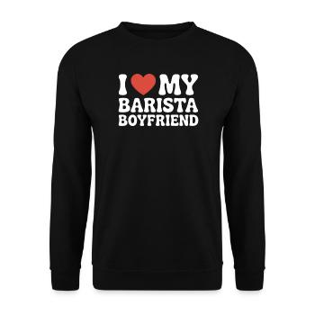 I Love My Barista Boyfriend Barista Freund - Unisex Sweatshirt - black - Front - Alina (178cm) & Michal (187cm)