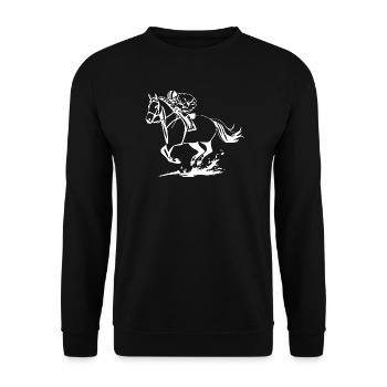 Pferde T-shirt Geschenk Reiter  - Unisex Pullover - Schwarz - Vorne - Alina (178cm) & Michal (187cm)