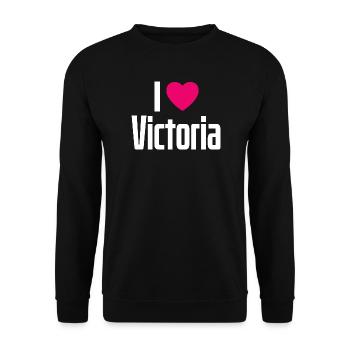 J’aime Victoria Coeur rose J’aime Victoria - Sweat-shirt Unisexe - noir - Devant - Alina (178cm) & Michal (187cm)