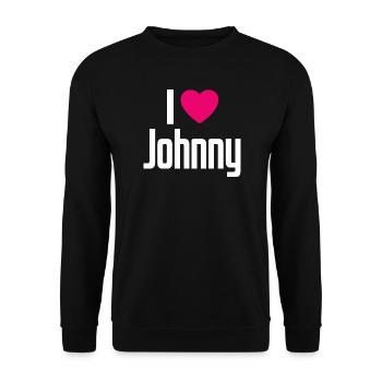 I Love Johnny Pink Heart I Love Johnny - Unisex Sweatshirt - black - Front - Alina (178cm) & Michal (187cm)