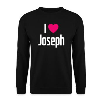 I Love Joseph Pink Heart I Love Joseph - Unisex Sweatshirt - black - Front - Alina (178cm) & Michal (187cm)
