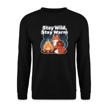 Stay Wild, Stay Warm - Fox at the Campfire - Unisex Sweatshirt - black - Front - Alina (178cm) & Michal (187cm)
