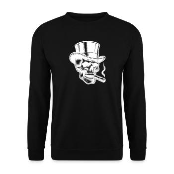 Daring Skull with Elegant Top Hat - Unisex Sweatshirt - black - Front - Alina (178cm) & Michal (187cm)