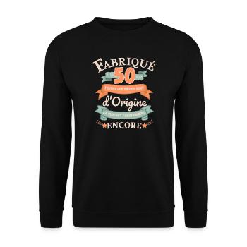 Fabriqué Il Y A 50 Ans Pièces d’Origine - Sweat-shirt Unisexe - noir - Devant - Alina (178cm) & Michal (187cm)